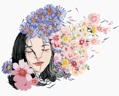 Produktbild von Zuty - Malen nach Zahlen - VERTRÄUMTE FRAU UND BLUMEN, 40x50 cm, mit Keilrahmen (bereits gespannt)