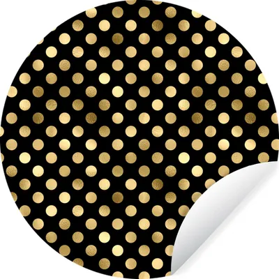Produktbild von MuchoWow® Runde Wandtattoo - Wandsticker Tapete Aufkleber Muster - Punkte - Gold Ø 80 cm Selbstklebend und Repositionierbar - Wandaufkleber - Kreis - Mauerkreis - Wand Bilder - Wandsticker - Wohnzimmer Dekoration - Dekoration für die Wände - Aluminium - Babyzimmer