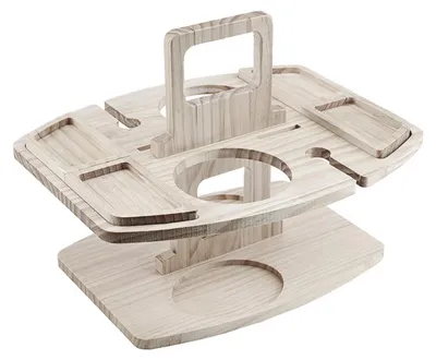 Imagen del producto de Mesa de picnic portátil - Mesa de madera - Plegable - Ideal para amantes del vino - Perfecta para la playa/camping - Bandeja para aperitivos - Mesa para vino