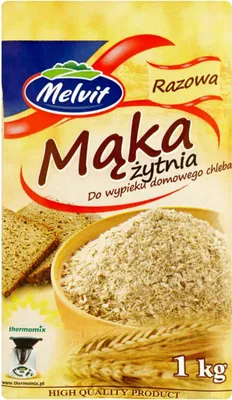 Zdjęcie produktu dla Melvit Mąka Żytnia Razowa Do Wypieku Domowego Chleba 1 Kg