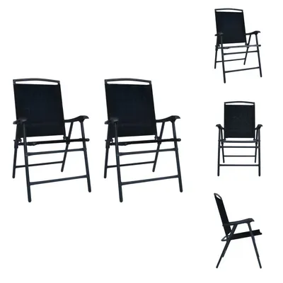 Image de vidaXL Chaises de jardin pliantes 2 pcs. Textilène noir - Chaises de jardin