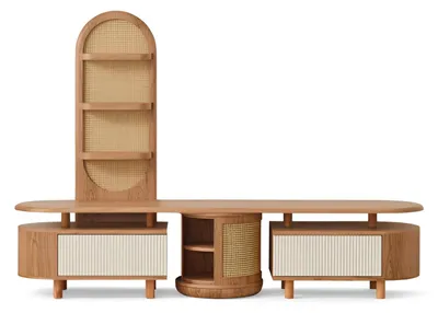 Produktbild von Modernes TV-Lowboard mit Regalen und stilvollen Akzenten braun  Möbel