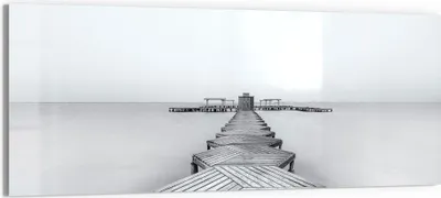 Produktbild von DEQORI Glasbild Echtglas 150x60 cm 'Nebelweg zur Stille' Wandbild Bild modern Deko