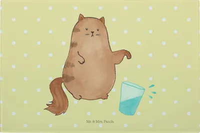 Produktbild von Mr. & Mrs. Panda Glasplatte Schneidebrett Katze Wasserglas - Gelb Pastell - Geschenk, Miau, Cats, Hackbrett, schneidbrett, Glas, Cat, Glasschneidebrett, Schneidplatte