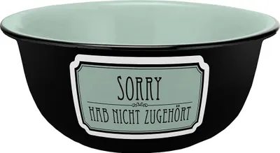 Müslischale Sorry, Porzellan, 600 ml, grün/schwarz, Letterprint