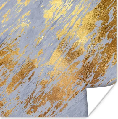 Produktbild von MuchoWow® Poster Marmor - Blau - Gold 75x75 cm - Wand Dekoration