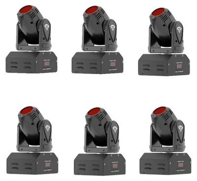 Zdjęcie produktu dla Ruchoma głowica oświetleniowa, 10W, RGBW, sterowanie DMX, zestaw 6 sztuk