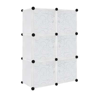 Produktbild von YUENFONG DIY Kleiderschrank Regalsystem Schuhregal, modularer Kombischrank, platzsparendes Steckregalsystem, Bücherregal Tragbarer Faltschrank mit Türen (6 Würfel, Weiß)