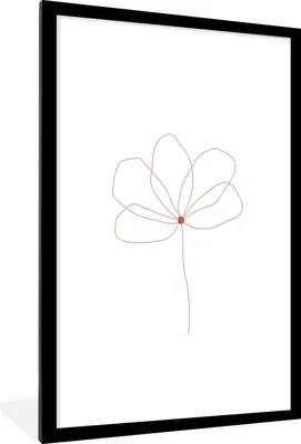 Produktbild von MuchoWow® Gerahmtes Poster Blume - Strichzeichnung - Natur 60x90 cm - Poster mit Schwarzem Bilderrahmen Wandposter Rahmen Foto Bilder - Dekoration - Wandposter Wohnzimmer - Hochwertig