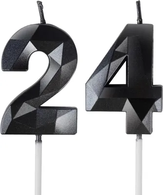 Immagine prodotto di Candeline per il 24° compleanno, candeline nere con il numero 114, decorazioni per torta per feste di compleanno