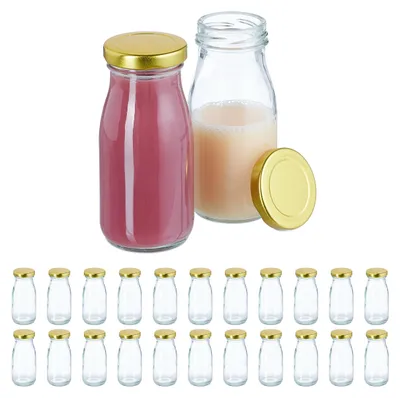 Productafbeelding van Set van 24 lege glazen flessen met schroefdop, geschikt voor smoothies en sap