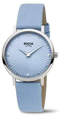 Produktbild von Boccia Damen Armbanduhr Trend 3365-01 Titan Lederband hellblau