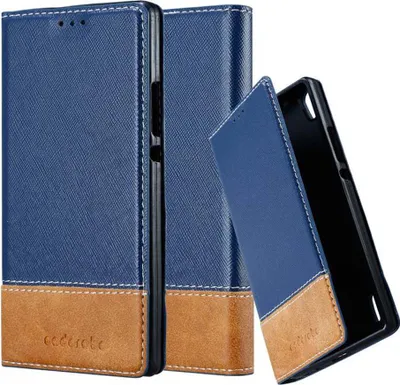 Produktbild von Cadorabo Hülle für Huawei ASCEND P7 Schutzhülle in Blau SHandyhülle Book Case Etui Kunstleder