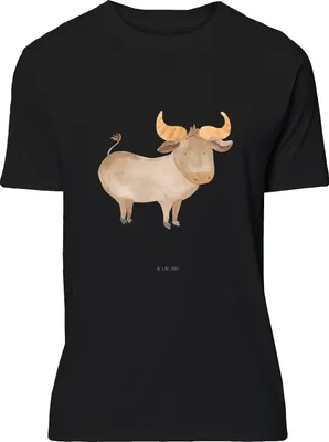 Produktbild von Mr. & Mrs. Panda T-Shirt Sternzeichen Stier - Schwarz - Geschenk, Tshirt, Geburtstag April, S, Ochse, Motiv, Rind, Mai, oberteil, Print-Shirt