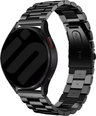 Produktbild von Strap-it Stahlarmband - Kompatibel mit Samsung Galaxy Watch Armband 42mm Ersatzarmband Edelstahl - Faltschließe - Hochwertiges Material - für Smartwatch 20mm Armband Schwarz