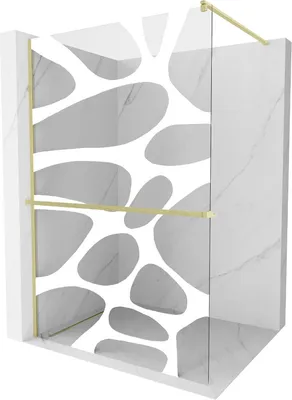 Produktbild von Mexen Kioto+ Duschwand mit Walk-in 120 x 200 cm, weißes Muster, gebürstetes Gold - 800-120-121-55-97