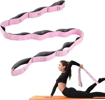 Produktbild von Famanu Yoga Stretch Riem mit Widerstandsbändern - 11 Schlaufen