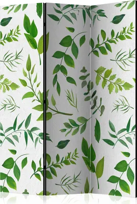 Produktbild von 3-teiliger Doppelseitiger Vlies Paravent - Green Twigs 135x172 cm Blätter b-C-0266-z-b