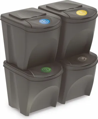 Image de Sortibox - Kit de 4 poubelles de 25 litres > gris pierre