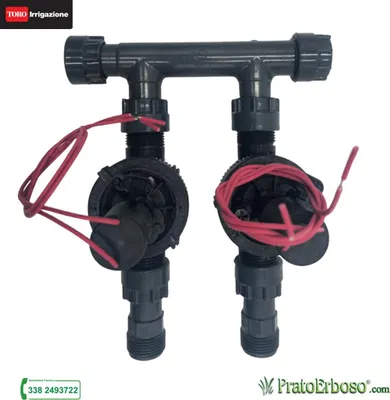 Produktbild von 2-Stationen-Verteiler mit Toro EZP 24V Magnetventilen mit Durchflussregler