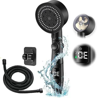 Produktbild von Wassersparende Handdusche 9cm schwarz 5 Modi