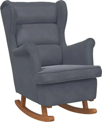 Immagine prodotto di vidaXL Sedia a dondolo Poltrona con orecchie Grigio scuro Velluto e legno massello