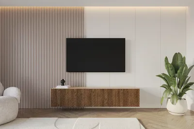 Produktbild von ALTDECOR TV-Schrank ZENO-W mit Gefrästen Fronten 2x100x40x40 Lowboard hängend, TV Möbel, TV Cabinet, Fernsehtisch, Fernsehschrank, TV Kommode, TV Tisch, TV Sideboard, TV Board - Artisan / Katania