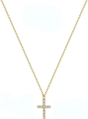 Produktbild von Damen Kreuz Diamant Kette Gold 14K Layered Choker Halskette Modeschmuck