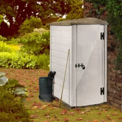 Image de Garofalo SCIK BASIC, Abri de jardin en plastique, Modèle double, Toit en pente, Marron, Blanc, 1,32 m²