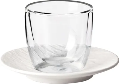 Produktbild von Villeroy & Boch Manufacture Rock Espressoglas mit Untertasse 60 ml weiß