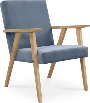 Produktbild von BETTSO Bettso Sessel Gepolsterter Cocktailsessel LISEK Blau Beine aus Buchenholz