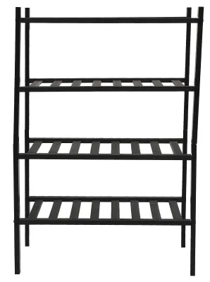 Produktbild von Bambus-Schuhregal, stapelbares Regal, Aufbewahrungsorganisator für Schrank, Eingangsbereich, Flur, Badezimmer, Wohnzimmer, Schwarz, 4 Schichten