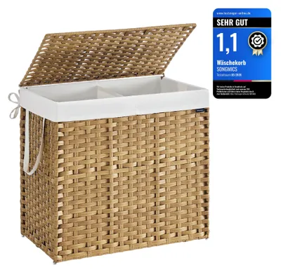 Produktbild von Songmics LCB216Y01, 160 l, Rechteckig, Metall, Rattan, Natürlich/Natur, Kein Muster, Natürlich/Natur