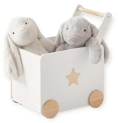 Produktbild von Spielzeugkiste GINGER HOME mit Rädern zum Schieben, aus Holz, weiß, 38 x 45 x 54 cm.