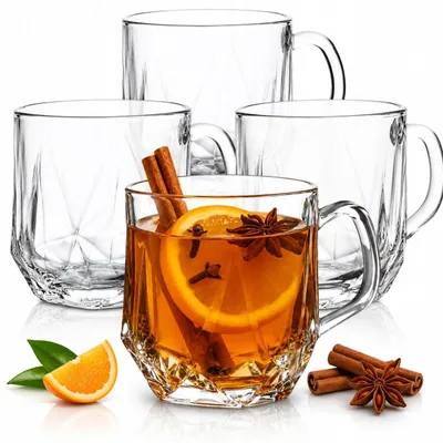 Produktbild von OMAGO 4er Set Gläser 300ml mit Henkel für Kaffee und Tee