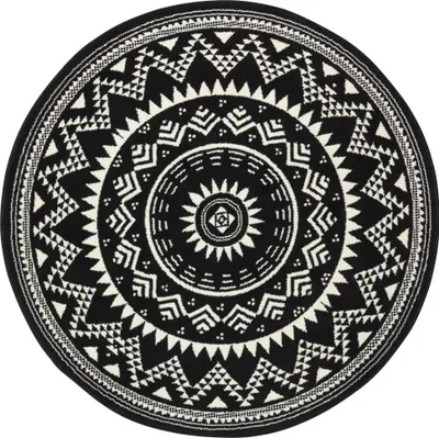 Produktbild von NYVI Teppich Celebration - Für Fußbodenheizung geeignet, Strapazierfähig, Leicht zu reinigen - Wohnteppich - Ø 140 cm Rund - Schwarz