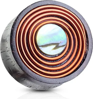 Produktbild von Holz Plug Flesh Tunnel Kupferdraht Perlmutt Wood Ear Plug Double Flared Saddle Fit Piercing Autiga braun 19 mm
