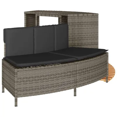 Produktbild von Whirlpool-Umrandung Grau Poly Rattan und Massivholz Akazie