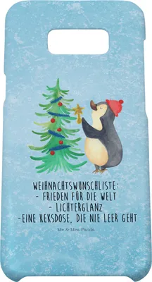 Produktbild von Mr. & Mrs. Panda Samsung Galaxy S8 plus Handyhülle  Pinguin Weihnachtsbaum - Eisblau - Geschenk, Weihnachten, Winter, Handy Case, Hülle, Cover