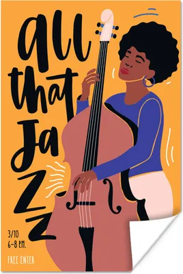 Produktbild von MuchoWow® Poster All that jazz - Zitate - Musik - Jazz - Kontrabass 60x90 cm - Wanddekoration