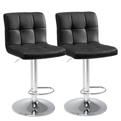 Produktbild von Sweetcris Barhocker 2er Set, Moderner Stil Barstuhl Höhenverstellbar 60-80 CM, Metallbeine Bar Hocker, Hocker Küche, Hoch Barhocker mit Lehne(Schwarz)