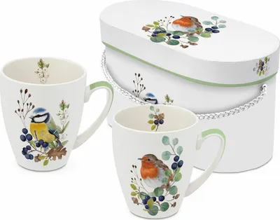 Produktbild von PPD Deux Oiseaux Mug Set, 2er Set, Henkelbecher, Kaffeebecher, Becher, Tasse, in Geschenkbox, New Bone China, 350 ml, 160102509