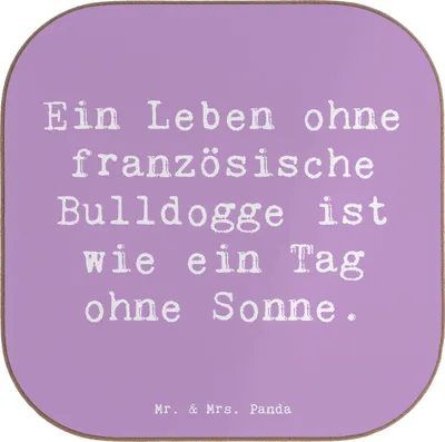 Produktbild von Mr. & Mrs. Panda Untersetzer Tasse Spruch Französische Bulldogge - Lavendeltraum - Geschenk, Charakter, Tischschoner, Hunderassen Eigenschaften, Freude mit Haustieren