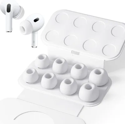 Produktbild von 4 Paar Silikontips für Airpods Pro/Airpods Pro 2 mit Loch zur Geräuschreduzierung, Anti Rutsch Soft Silikon Airpods pro Ersatz-ohreinsätze (XS/S/M/L)