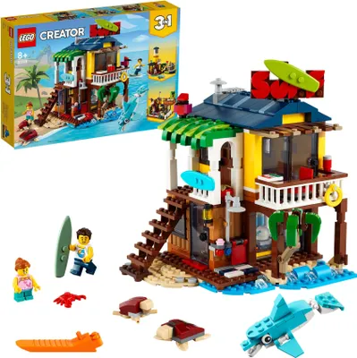 Produktbild von LEGO Creator 3-in-1 Surfer-Strandhaus, Leuchtturm & Poolhaus, 31118, ab 8 Jahren, inkl. Delfin, Meeresschildkröte & Meeresschildkrötenbaby, H: 19 cm, B: 17 cm, T: 15 cm, 564 Teile