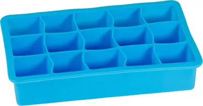 Produktbild von Intirilife 1x Eiswürfelform/Silikonform in BLAU – Eiswürfel Silikonform mit 15 Fächern à 3 x 3 x 3 cm für große Eiswürfel – BPA Freier Flexibler Eiswürfelbehälter für Eis, Babynahrung und mehr