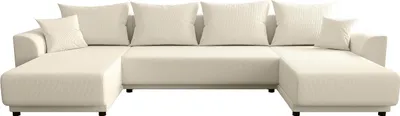 Produktbild von Wohnlandschaft mit Schlaffunktion - Cord - Beige - NESSARO