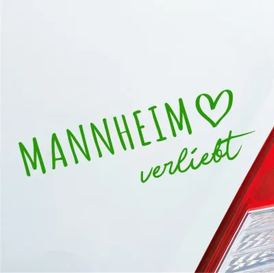 Produktbild von Auto Aufkleber Mannheim verliebt Herz Stadt Heimat Liebe Car 19x6 cm Hellgrün Sticker Heckscheibenaufkleber