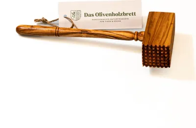 Produktbild von Fleischklopfer aus Olivenholz mit eckigem Kopf 25cm