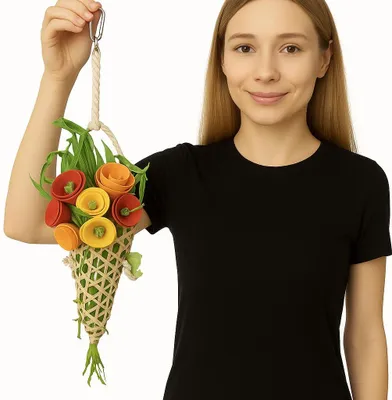 Image de Bouquet de fleurs en papier Xxl - Jouets Naturels Pour Perroquets